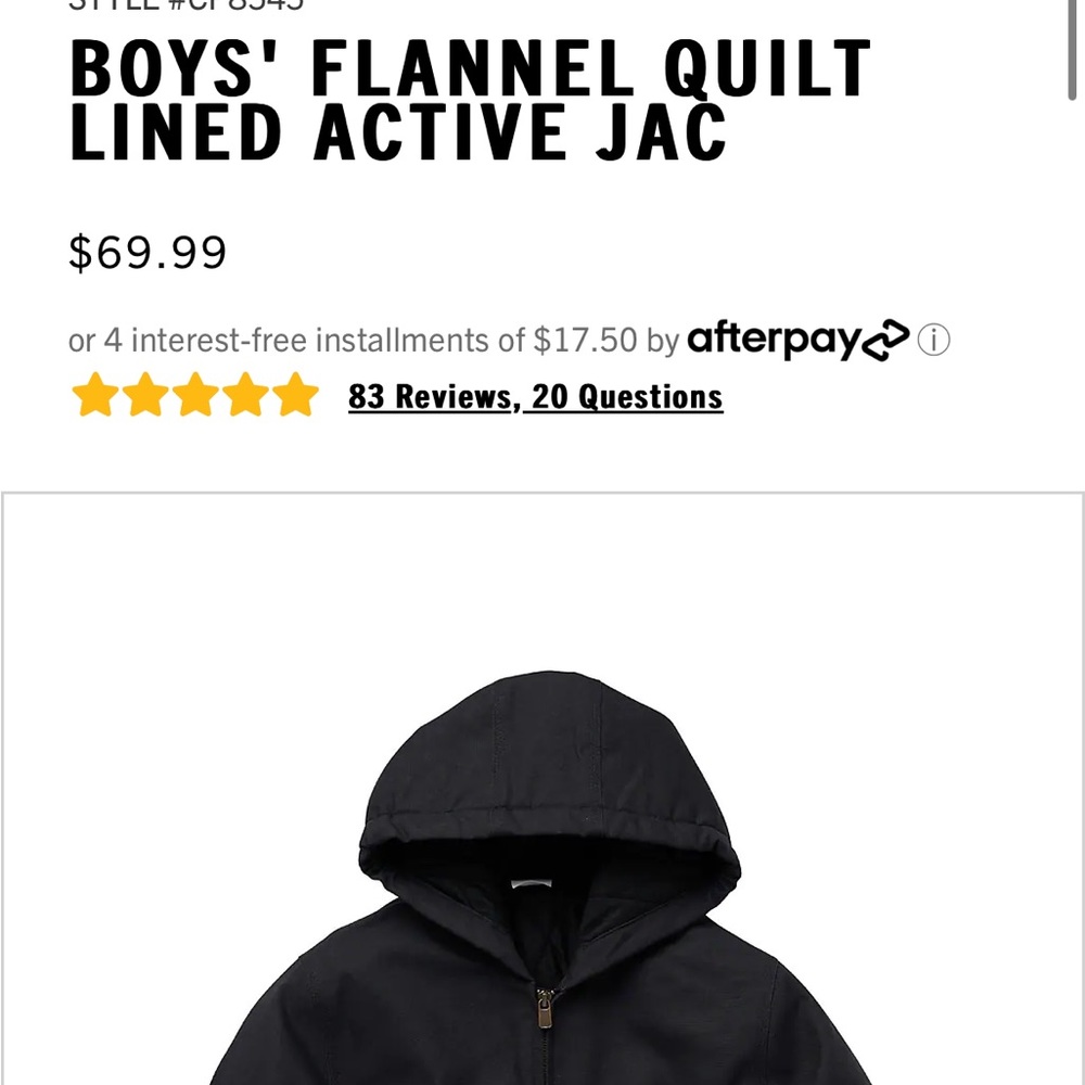 Small boys carhartt jacket